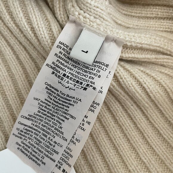 Tory Burch 100% cashmere ribbed sweater, cream, size L - Picture 12 of 12